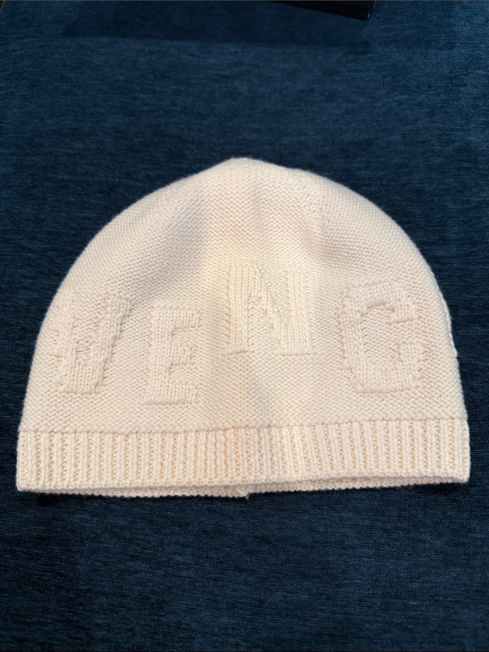 NWOT Givenchy Cream Knit Logo Beanie